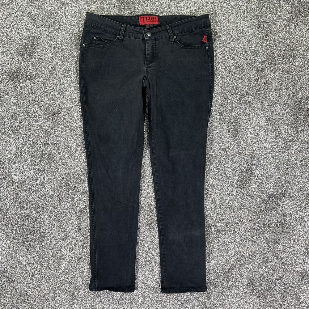 Tripp NYC Black Mid Rise Straight Leg Fit Pants Womens 14S Stretch Punk Grunge